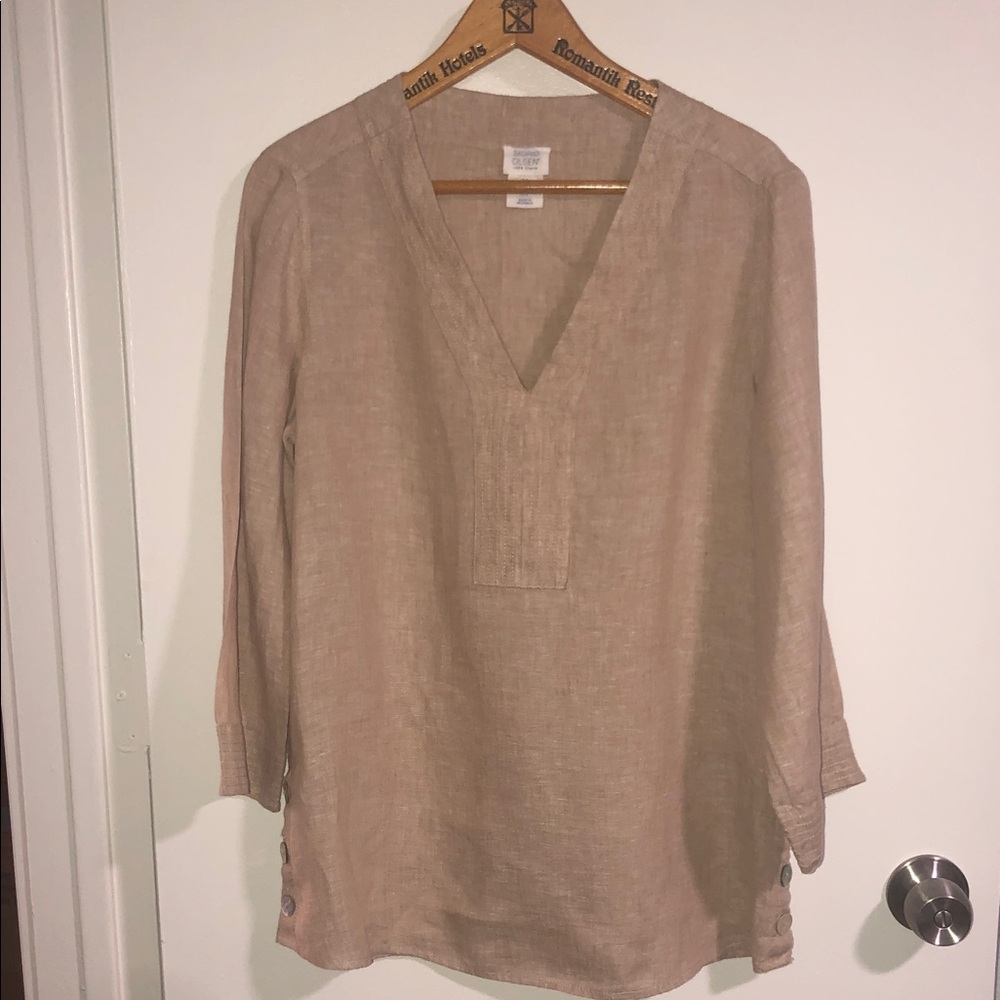 SIGRID OLSEN LINEN TUNIC STYLE BLOUSE